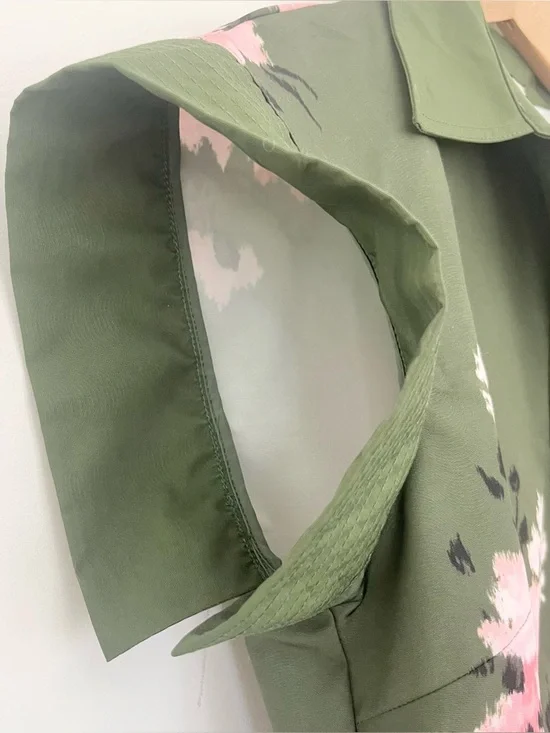 Tuckernuck Olive and Pressed Chloe Green Pink Floral Midi Dress Wide Sleeves Med - Picture 11 of 15